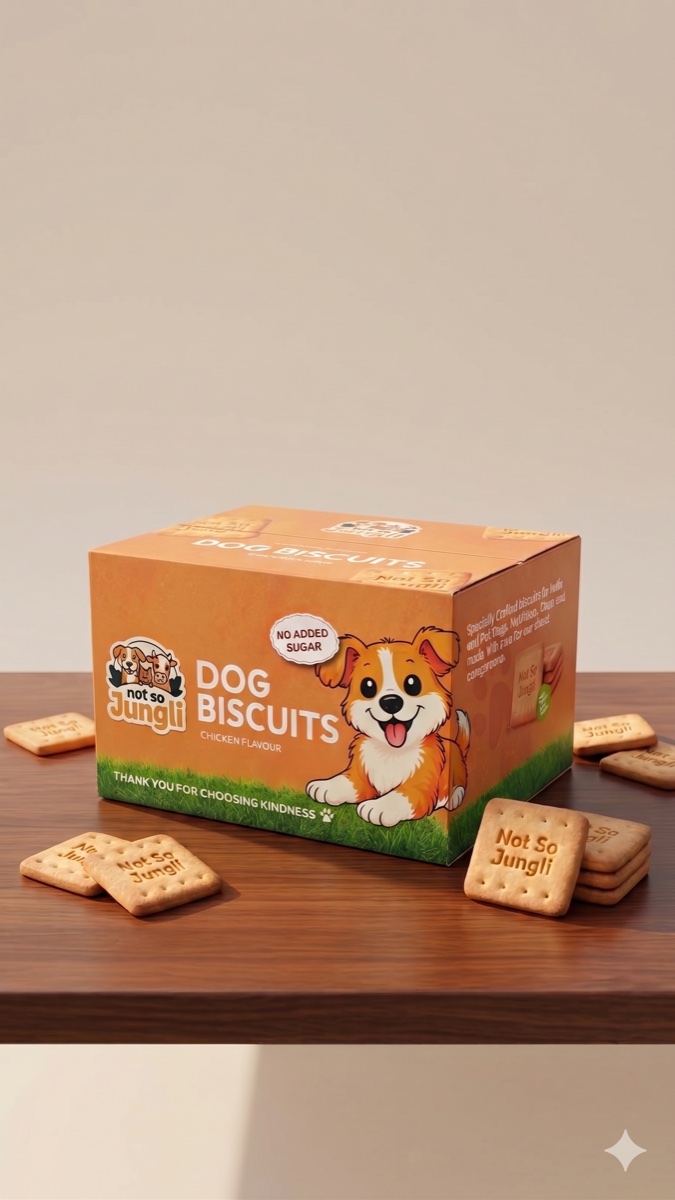 Not So Jungli chicken dog biscuits bulk carton — 30 packs of 65g, ₹450